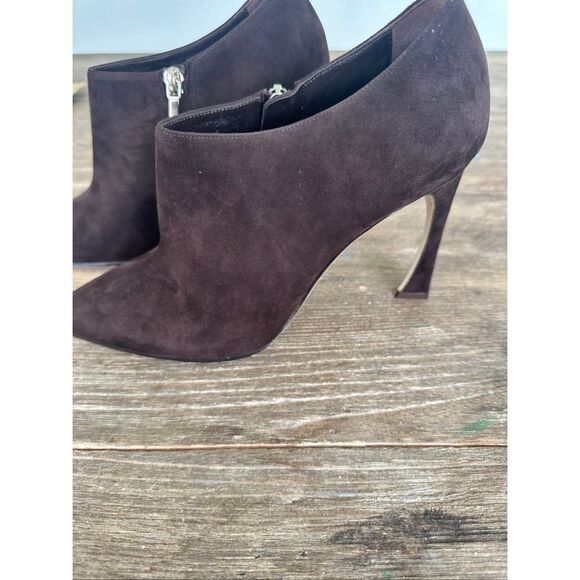 Christian Dior Chocolate Brown Suede Boot Booties, Size 38/US8, NWOT - Picture 2 of 9